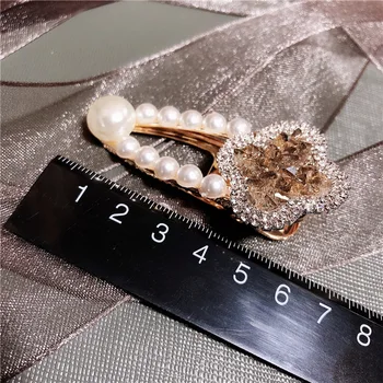 

Bling Rhinestone fashion Hair Barrette Hair Clip Hairpin Girls pearls flower zircon Hair Accessories Women Headdress Wholesale