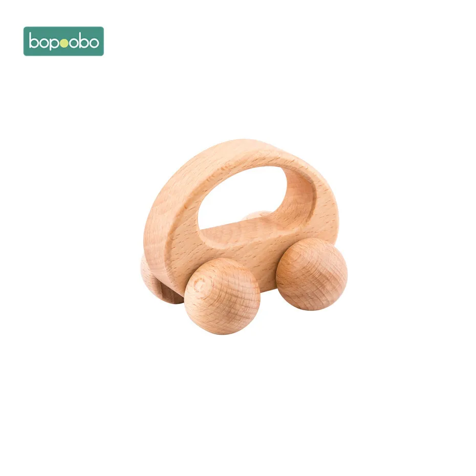 Bopoobo 1 шт., автомобильный деревянный прорезыватель, подвесная игрушка для детской кроватки для малышей, пищевой класс, бук, деревянные аксессуары, деревянный прорезыватель, игрушки