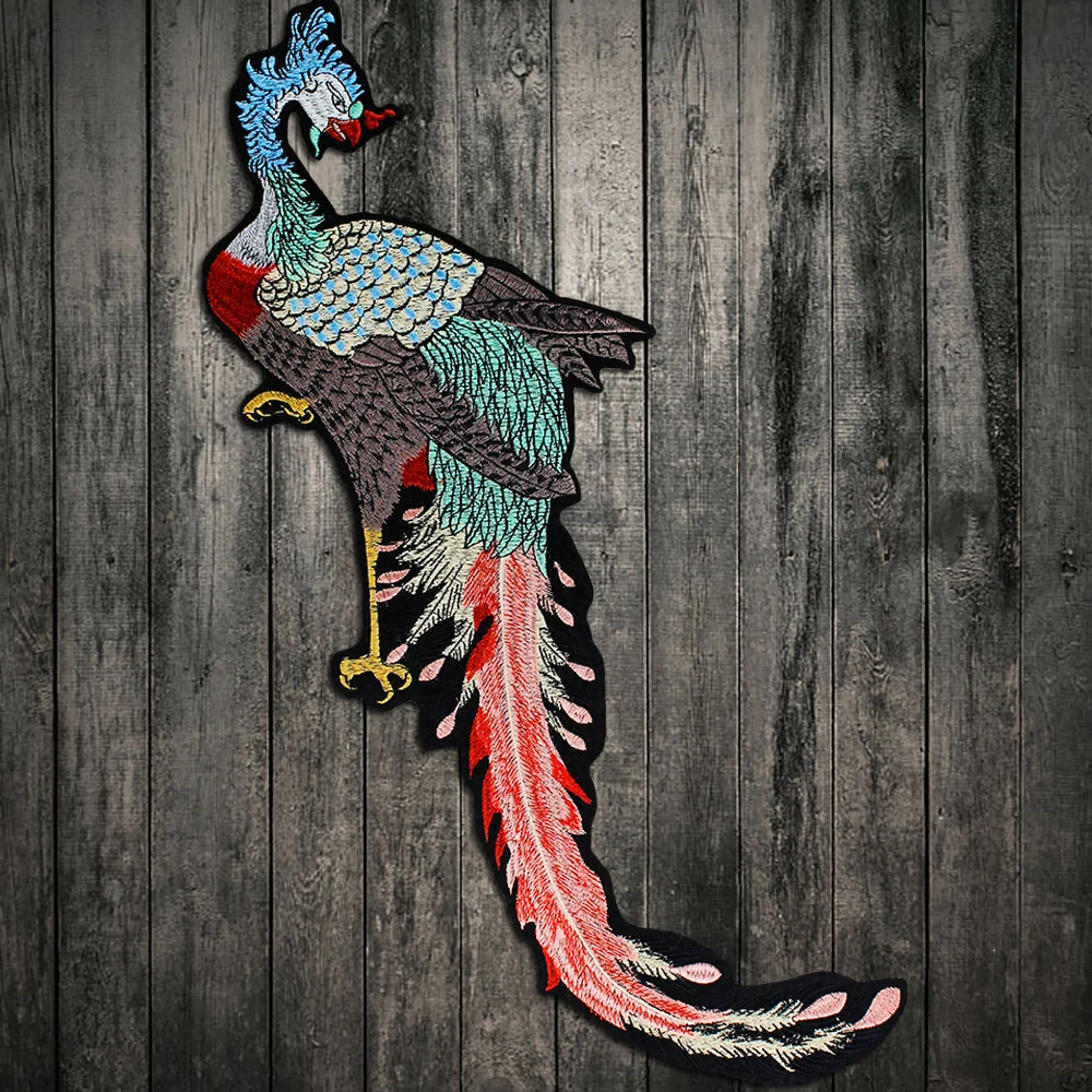 

Large Phoenix Patches For Clothing Applique Iron on Embroidery Patch Decals Peacock Phoenix Clothing Accessories Large