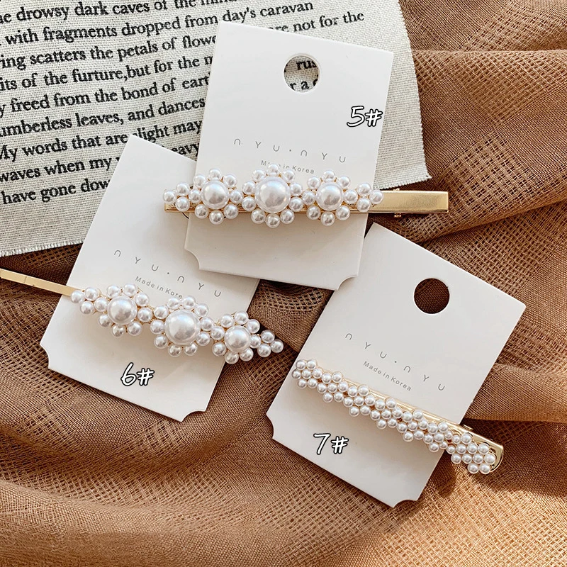 Fashion Pearl Hair Clip for Girls Barrette Hairpins Wedding Hair Styling Tool Hairpin Stick Metal Hair Clips for Women Trendy