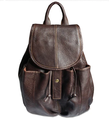 

Fashion Vintage Brown Girls women leather backpack women backpack leather genuine school backpacks Korean retro free shipping