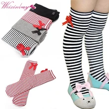 Kids Baby Stripe Knee Stocking 1-8 years Children Legging Bowknot Cotton Sock Leg Warmers