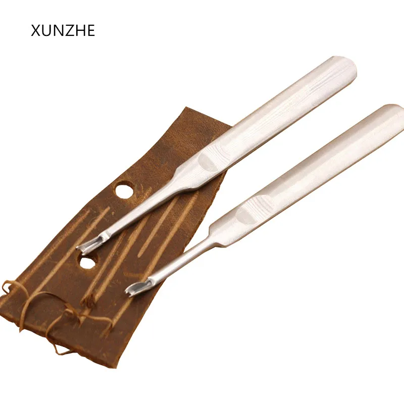 

XUNZHE 1set U And V style DIY Groover Leather Craft Tool cut off thin leather Knives Skiving Tool edge beveler trench device
