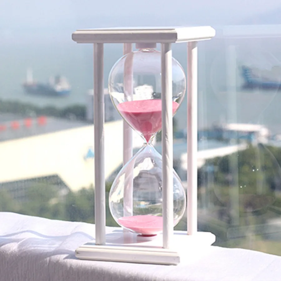 15/30 минут песочные часы обратного отсчета времени 14,5*8*8 см современные деревянные песочные цветы песочные часы таймер украшение дома reloj de arena - Цвет: White pink sand