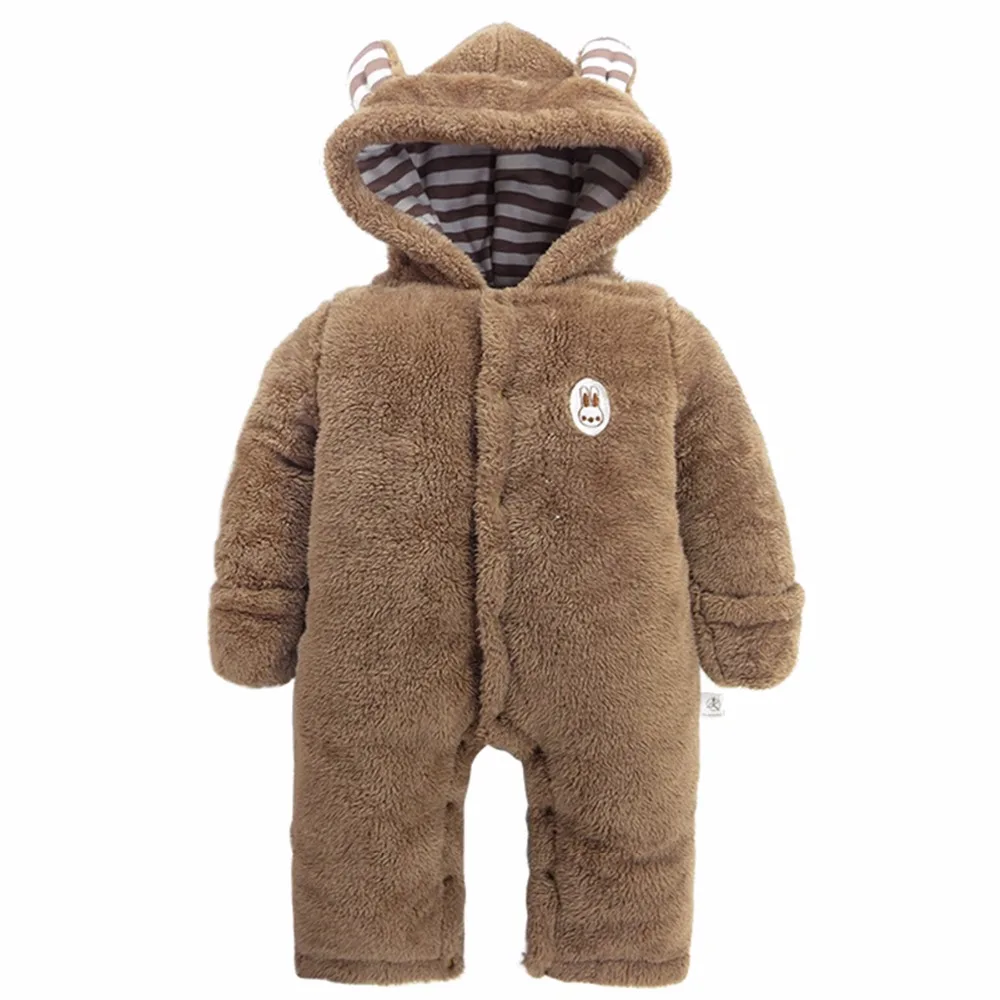 Baby Boys Bear Romper Newborn Winter Jumpsuit Infant Long Sleeve Outfit