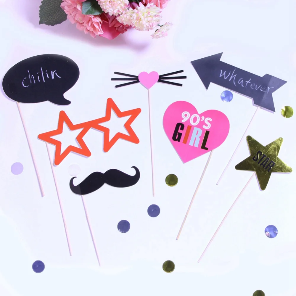 

Fun Wedding Decoration Photo Booth Props DIY Star Stick Princess Birthday Props Accessories Wedding Event Party Supplies(7pcs)