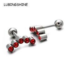 

LUBINGSHINE white Gold Color Punk Stainless Steel Crystal Stud Earring for Women Ear Piercing Body ombligo tragus Jewelry
