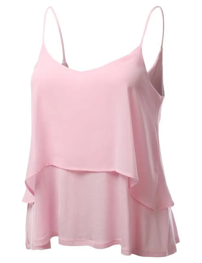 

Summer new 5 color 5 yards European and American style round neck sexy double-layer chiffon women's sling ladies shirt