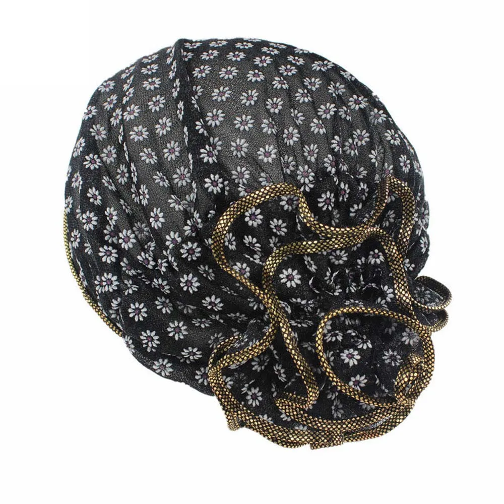 

Women Flower Hat Beanie Scarf Turban Head Wrap Cap Cancer Chemo Retro 2017 Hot Beanies Hats Touca Inverno#12