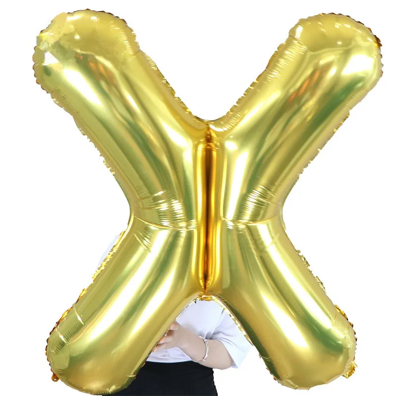 Большие 40 дюймовые воздушные шары с буквами, золотые буквы, фольгированные воздушные шары, аксессуары для дня рождения, свадьбы, украшения, гелиевые воздушные шары, вечерние принадлежности - Цвет: Gold X