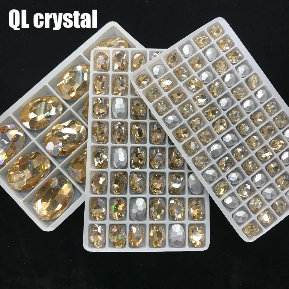 QL Crystal ALL SIZE Oval Pointback Crystal Rhinestone High Quality for