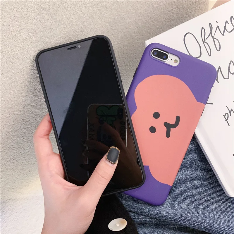Bear women silicone for iPhone case soft cartoon purple background pattern cover for iPhone 6 s 7 8 Plus X XS MAX XR cute fundas