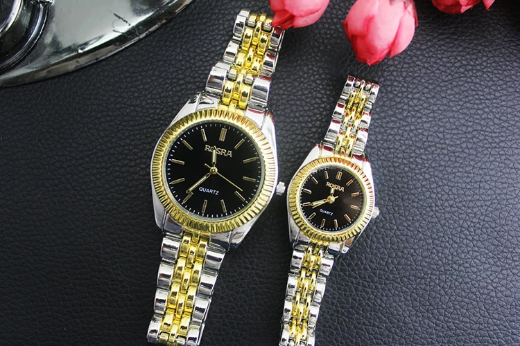 Новая Мода Круглый ROSRA циферблат Украшение аналоговые наручные часы с золотым ремешком для старика Relojes