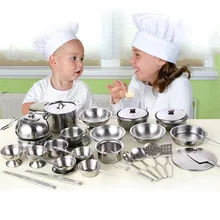 Kitchen Toys Educational Kids Kitchen Utensils House Cooking girls boys Pretend Play Style Stainless Steel Kitchen goods toy