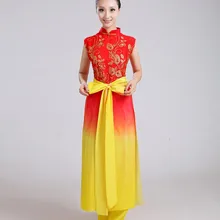 Китайские традиционные Для женщин мужчин китайское платье феи красный желтый градиент народная Костюмы drummer играть Древние китайские костюмы