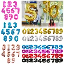 32 inch Foil Balloons Gold Silver Helium Balloon Big Wedding Happy Birthday Balloons Decoration Number Giant