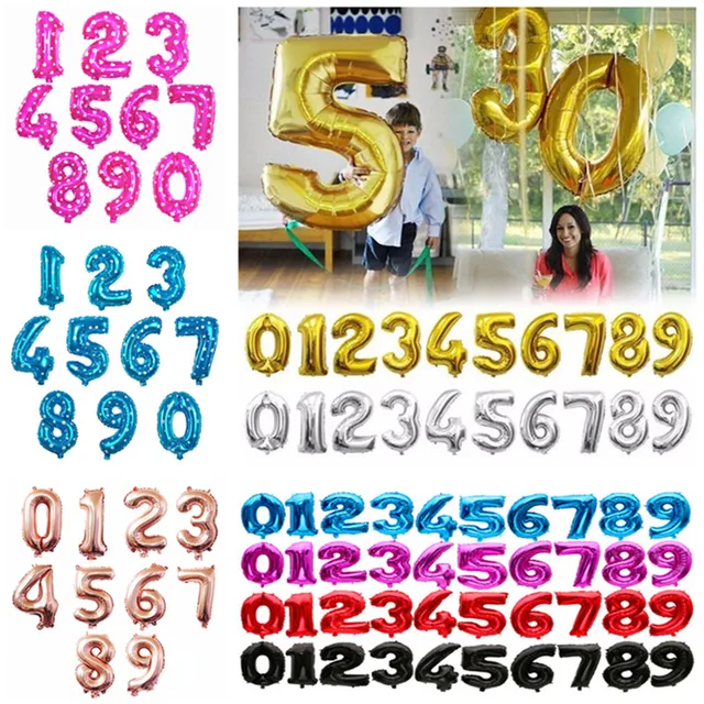 32 inch Foil Balloons Gold Silver Helium Balloon Big Wedding Happy Birthday Balloons Decoration Number Giant Balloon Party Balls