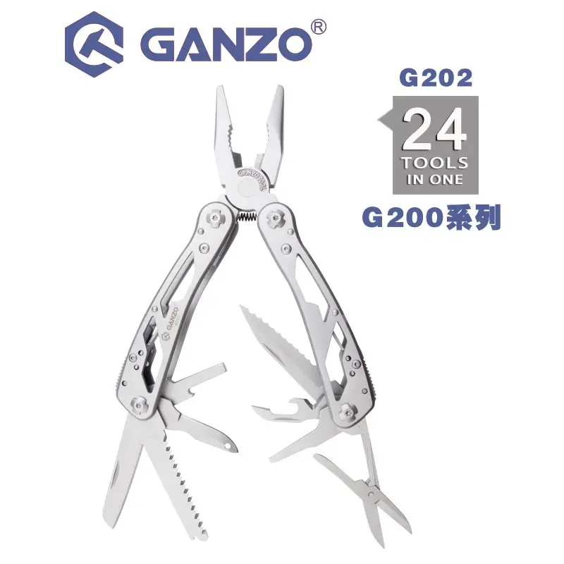 

Ganzo G200 series G202 Multi pliers 24 Tools in One Hand Tool Set Screwdriver Kit Portable Folding Knife Stainless Steel pliers