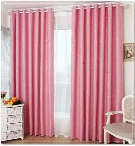 Classic Stars Curtains Printing Navy Blue Pink Green Beige