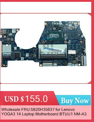 Cheap Classy Laptop Motherboard For Lenovo Yoga3 14 Motherboard SR23W i7-5500U BTUU1 NM-A381 100% Fully Tested 3