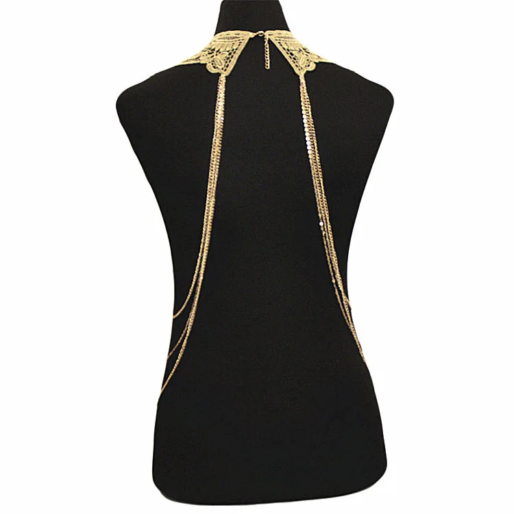 JaneVini, золотые кружевные ожерелья с кисточками, цепочка на плечо, пляжные многослойные ожерелья, модные женские винтажные цепочки, аксессуары
