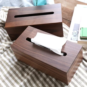 

Classic black walnut tissue box Brief pastoral home wooden tissue box