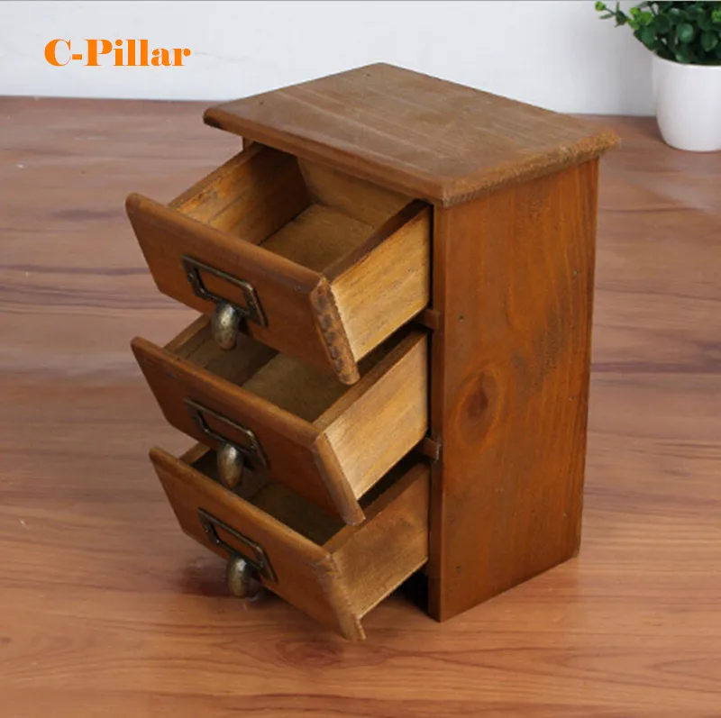 Popular Small Storage Cabinets-Buy Cheap Small Storage Cabinets New Arrival Three layer Retro Small Wood Storage Cabinet Drawers Home Organizer Natural Antique Wooden Box - Popular Small Storage Cabinets-Buy Cheap Small Storage Cabinets