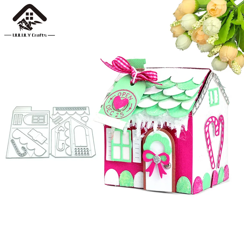 

UULULY Crafts 3D Fold House Pop-Up Metal Cutting Dies For DIY Gift Box Scrapbooking Photo Album Decorative Embossing