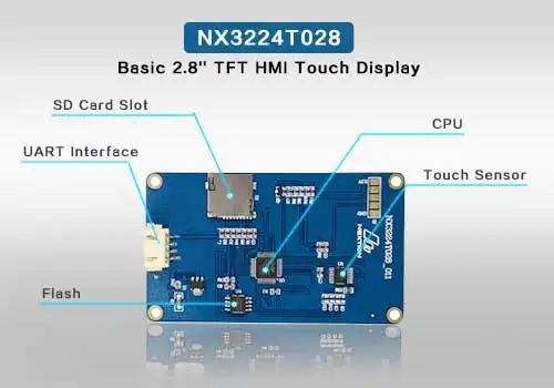 Nextion NX3224T028-2," интеллектуальный Полноцветный сенсорный дисплей TFT lcd модуль Nextion Базовая Серия lcd сенсорный дисплей