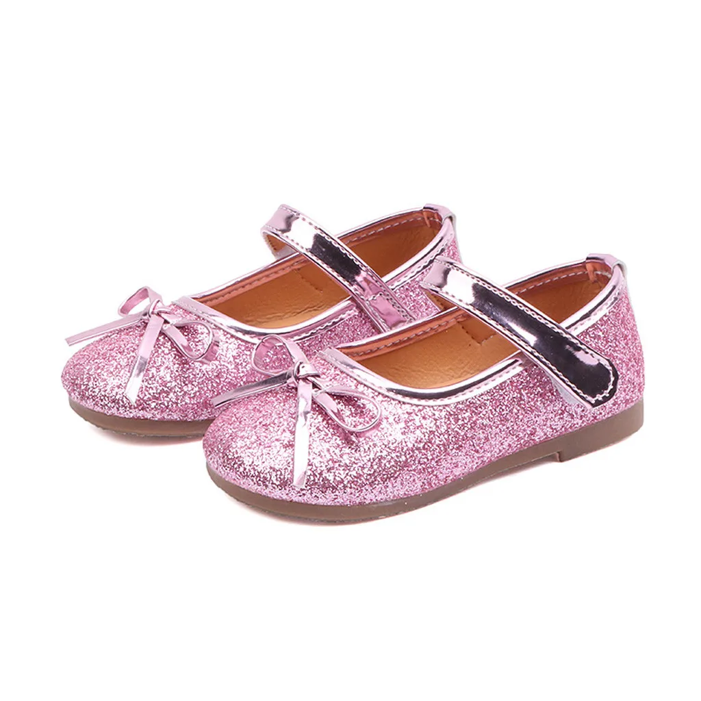 Милые детские сандалии с блестками для маленьких девочек; дышащая удобная обувь с бантом для девочек