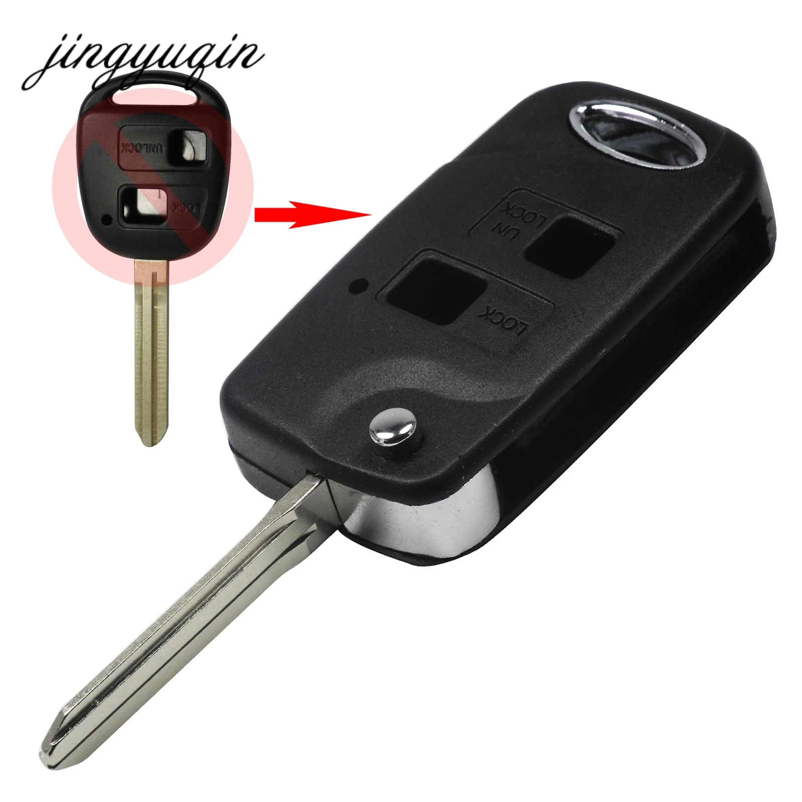 

jingyuqin Folding Flip 2 Button Remote Key Shell For Toyota RAV4 Avalon Echo Prado Tarago Camry Tarago TOY43 / TOY47 Fob Case