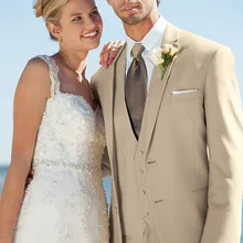 Костюм, приталенный мужской костюм с двумя пуговицами, с отворотом, бежевый, 5 шт.(пиджак+ брюки+ жилет+ галстук+ платок), формальный свадебный костюм, дизайн