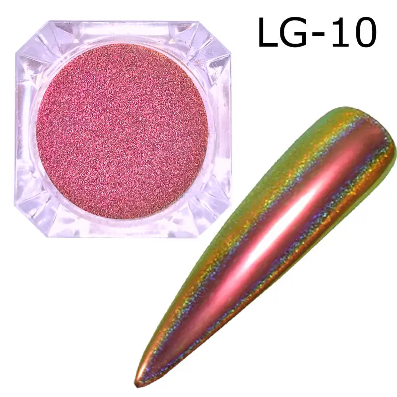 0,2 г павлин голографический Хамелеон блеск для ногтей порошок зеркало голографический лазер хромированный пигмент для маникюра украшения для ногтей - Цвет: LG10