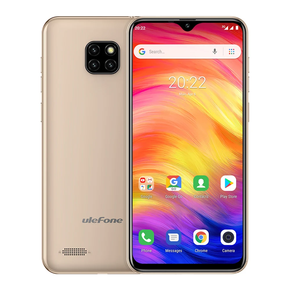 Ulefone Note 7, смартфон, 6,1 дюймов, 19:9, экран капли воды, четырехъядерный мобильный телефон, 1 Гб+ 16 Гб rom, мобильный телефон, Android 9,0, три камеры