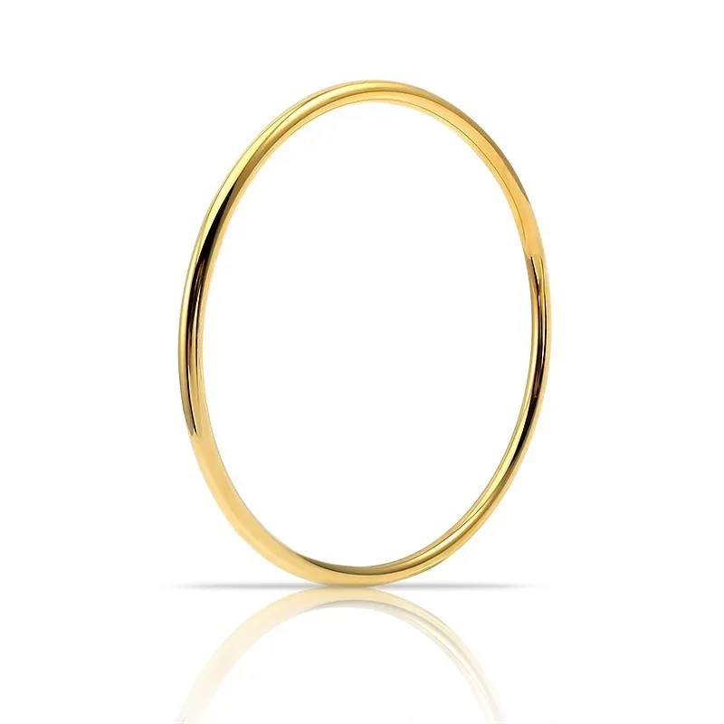 Женские круглые ювелирные браслеты из нержавеющей стали, браслет, серебро, розовое золото, простой размер 65 мм - Окраска металла: gold