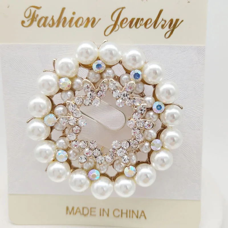 

2019 New Fashion Women Large Brooches Lady Snowflake Imitation Pearls Rhinestones Crystal Wedding Brooch Pin Jewelry Accessorise