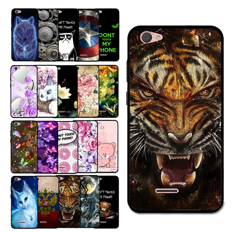 

For BQ 5000 Cartoon Tiger Animal Print TPU Case Cover Shell Housing Bag for BQ 5000G Velvet Easy