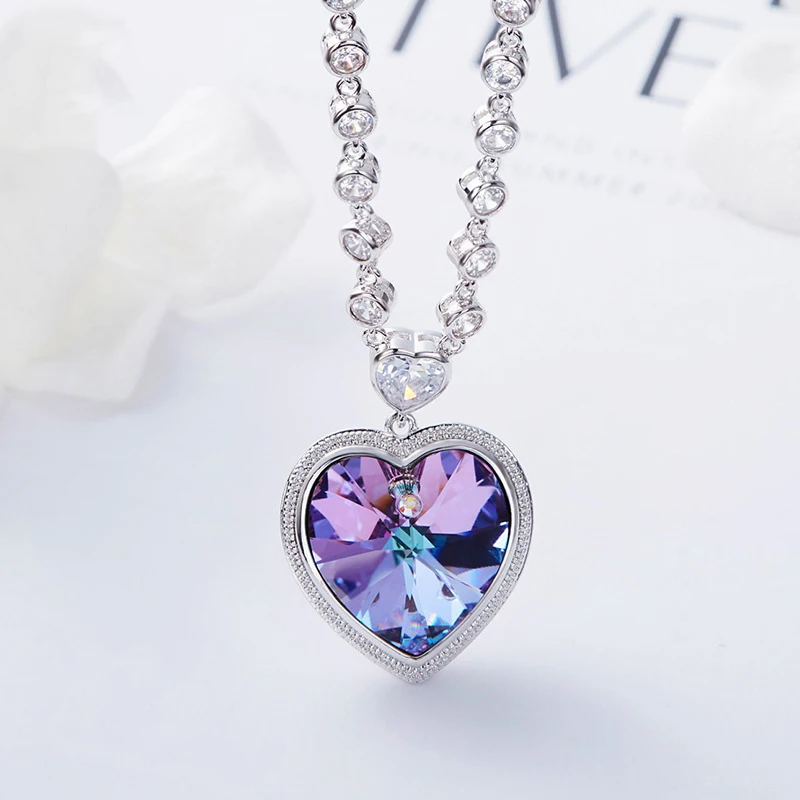 

Bulage Big Heart Crystals From SWAROVSKI Pendant Necklace Silver Color Max Colar Luxury Jewelry Gift For Women Wedding Lovers