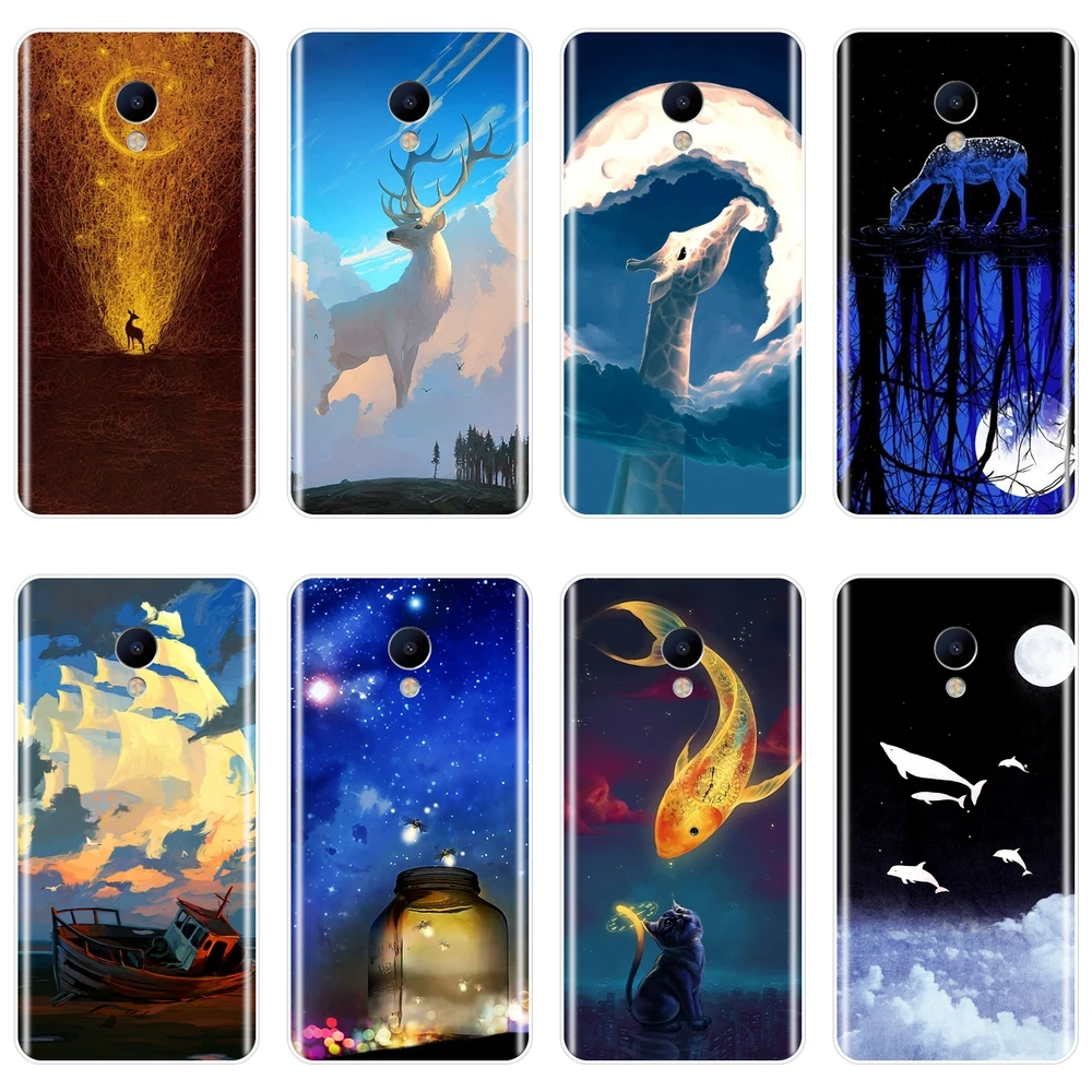 Чехол для телефона Meizu M6 M6S M6T M5 M5C M5S M3 M3S M2 Funny Cat Deer Art силиконовая Мягкая задняя