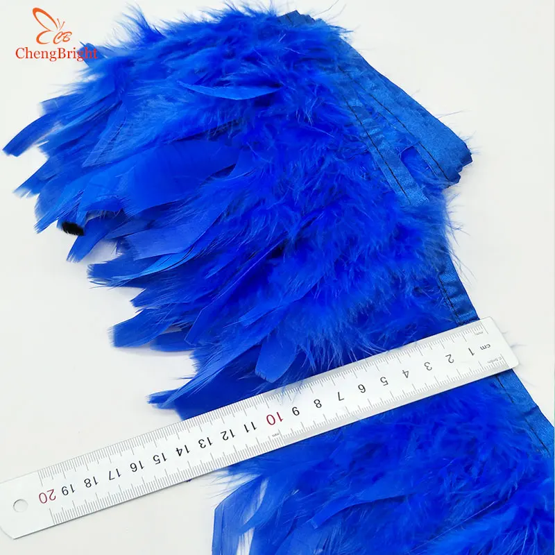 

ChengBright Hot 2 Yards Turkey Feathers Trim Cloth Sideband Chicken Pheasant Feather Trims Clothing Wedding Feathers Ribbon W