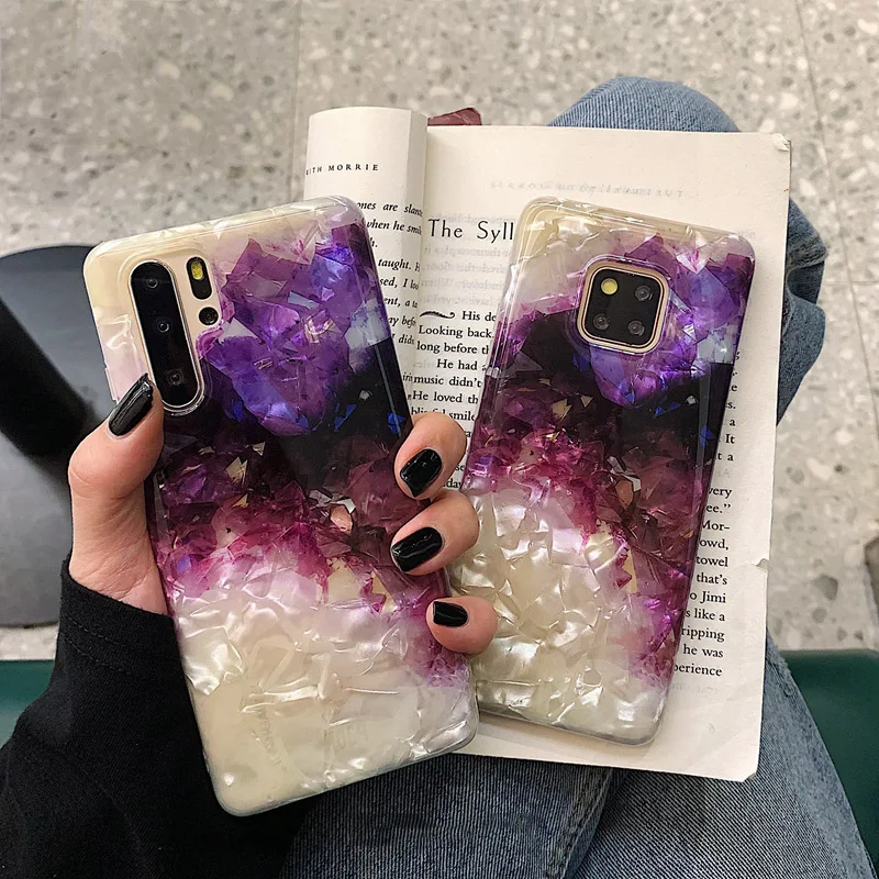 

Totviss Glitter Phone Case for huawei P30 Pro P20 Dream Shell Pattern Pattern Case for huawei mate20 20 Pro Soft TPU Silicone