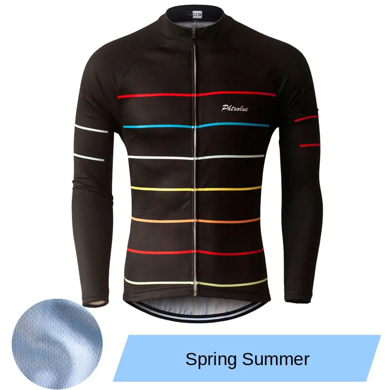 thumbnail image 1 of Phtxolue - Maillot de ciclismo térmico de forro polar para hombre, ropa cálida de manga larga para ciclismo de montaña profesional, para otoño e invierno, para primavera y verano, 1 of 5