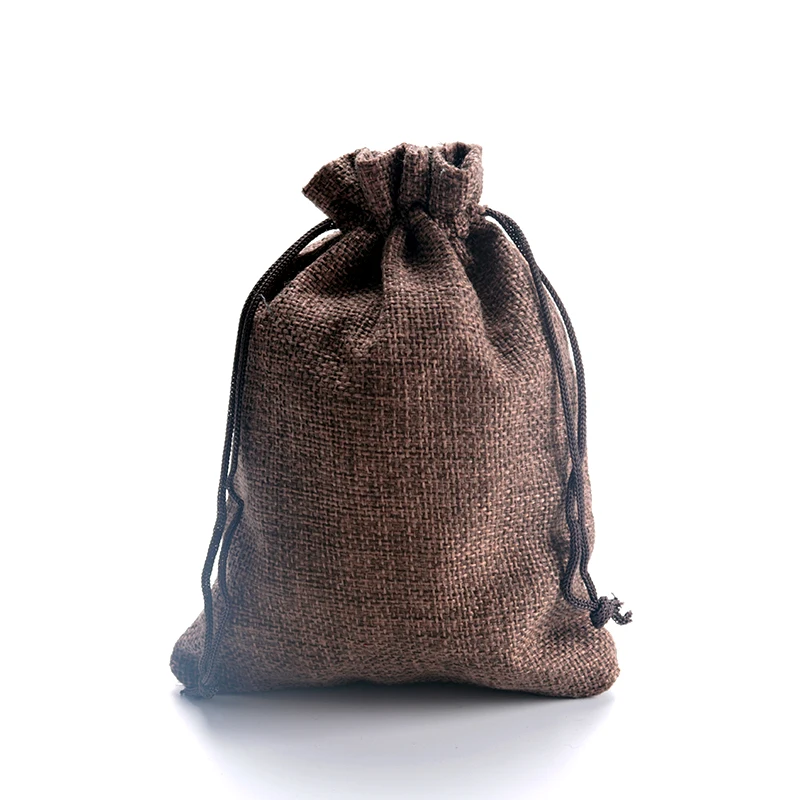 

10pcs/lot Coffee Jute Bag 10*14cm Cute Drawstring Gift Bag Wedding Use Sachet Storage Bracelet Jewelry Packaging Linen Bags