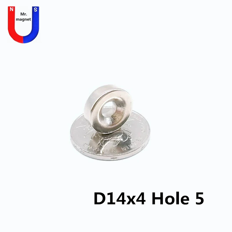

10pcs 14x4mm N45 N52 magnet Super strong neodymium disc 14x4 magnet D14*4 NdFeB Magnet 14*4 Neodymium magnet D14*4mm W/ 5mm Hole