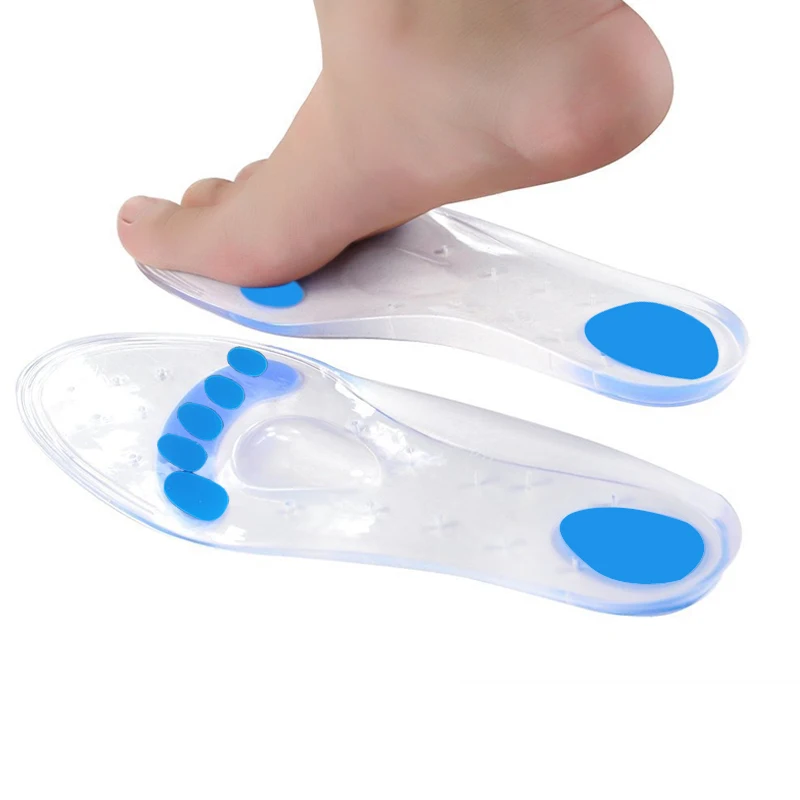 1Pair Foot Massage Silicone Insoles Plantar Fasciitis Shoe Inserts for