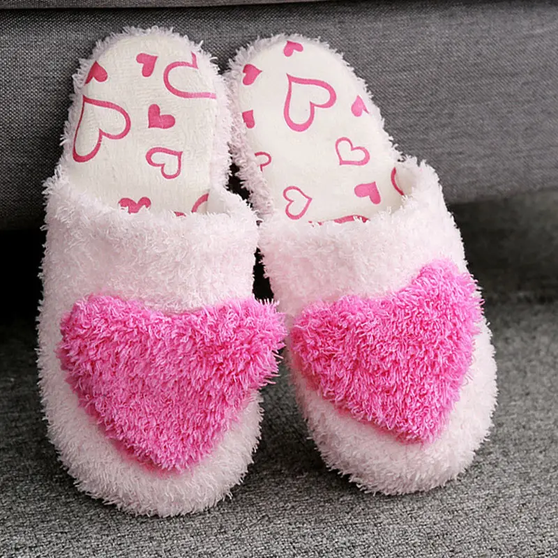 Winter Cotton Indoor Slippers Women Warm Home Slippers Soft Bottom Fur Casual Flat Cute Heart-Shaped Shoes For Bedroom House Winter Cotton Indoor Slippers Women Warm Home Slippers Soft Bottom Fur Casual Flat Cute Heart-Shaped Shoes For Bedroom House