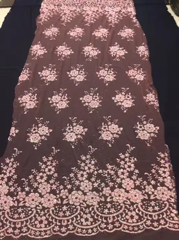 

Newest Cyndi-1010267 african tulle mesh fabric sparkly glued glitter sequins lace fabric for party dress