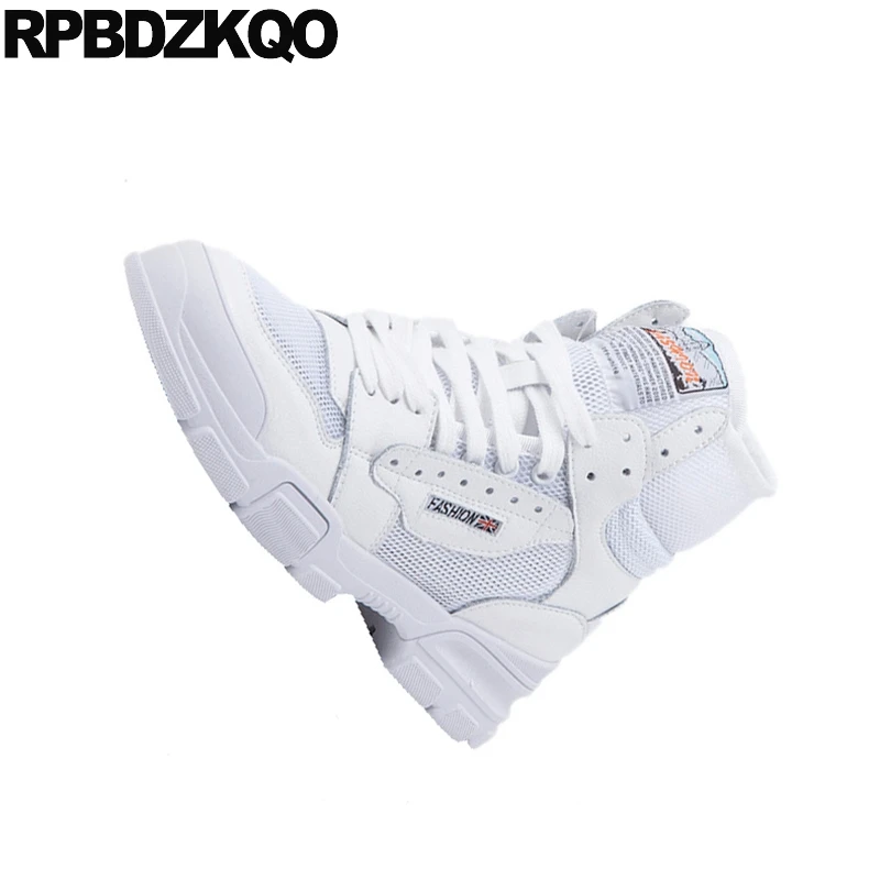 latest trainers high top mesh female flats creepers platform shoes harajuku thick sole pink women sneakers white muffin elevator