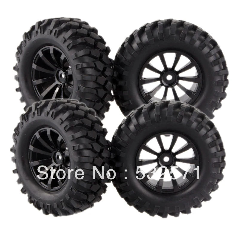 

4x 1.9Inch 96mm Rubber Tires Plastic Wheel Rims For D90 D110 SCX10 CC01 RC Rock Crawler Truck Climbing Off-Road Car 601-7006