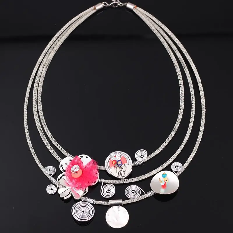

Bonsny yarn flower chain necklace for girls pendant lovely cute style new 2016 spring/summer design woman man jewelry fashion